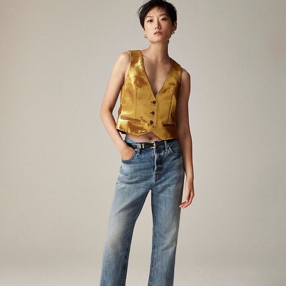 Christopher John Rogers x J. CREW gold lame vest size 2 - Picture 2 of 5